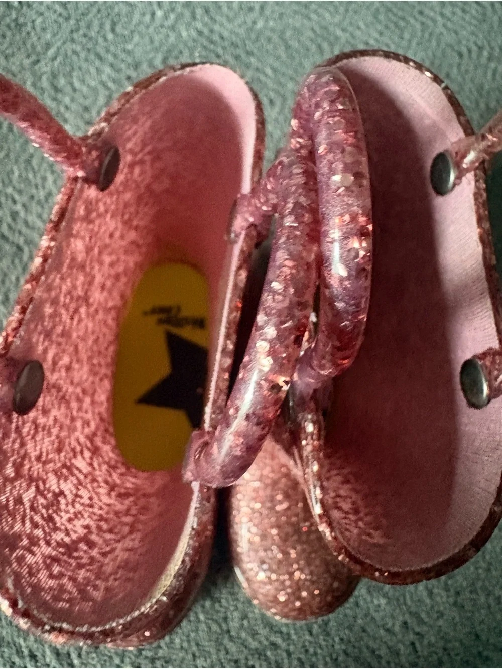 Western Chief Girls' Pink Glitter Rain Boots with Pull Straps